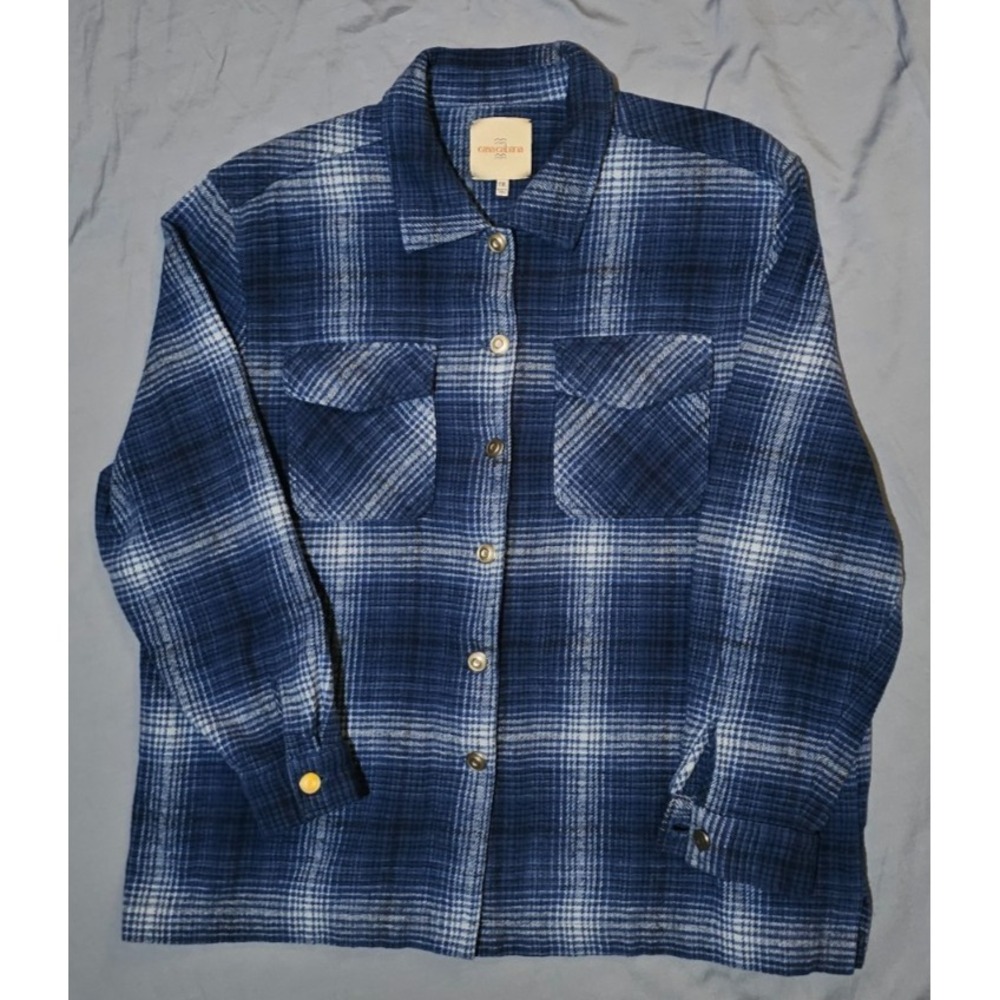 Casa Cabana Womens Plaid Flannel Shirt Jacket Blue 2XL‎ Button Down Pockets